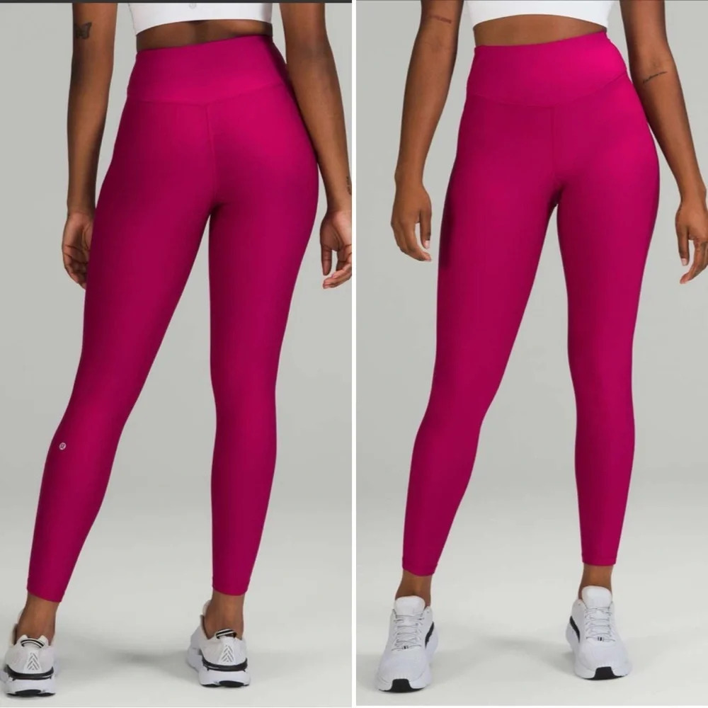 Lululemon Base Pace  Fleece Leggings Tights High Rise 28" Wild Berry Hot Pink 4